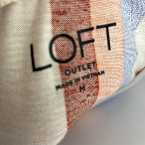 LOFT OUTLET Stripe Top, Flutter Sleeves, Scoop Neck, Size M NWOT - Picture 6 of 8